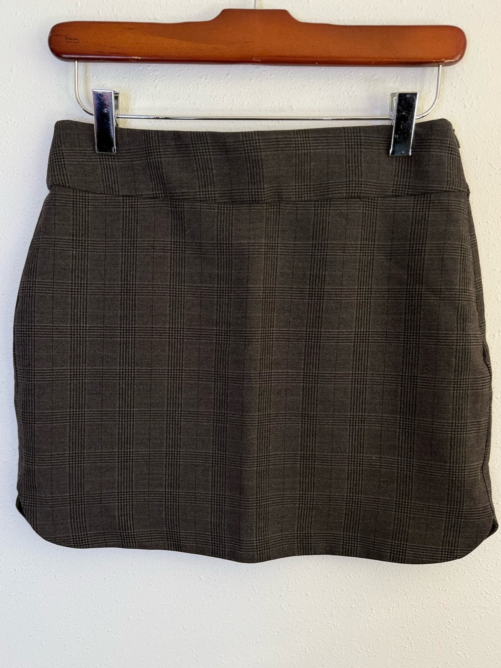 Zara Plaid Mini Skirt XS Brown Gray Preppy Academia